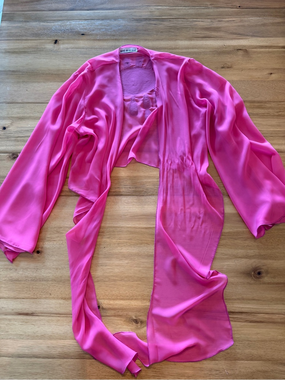 Palm Springs Pink Sheer Tie-Front Top with Embellished Eye Detail - Picture 4 of 6